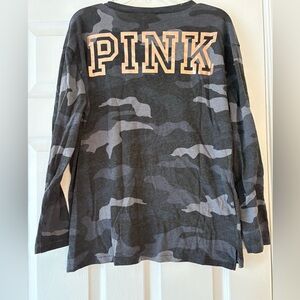 EUC PINK Victoria's Secret Gray Camo Long Sleeve Tee